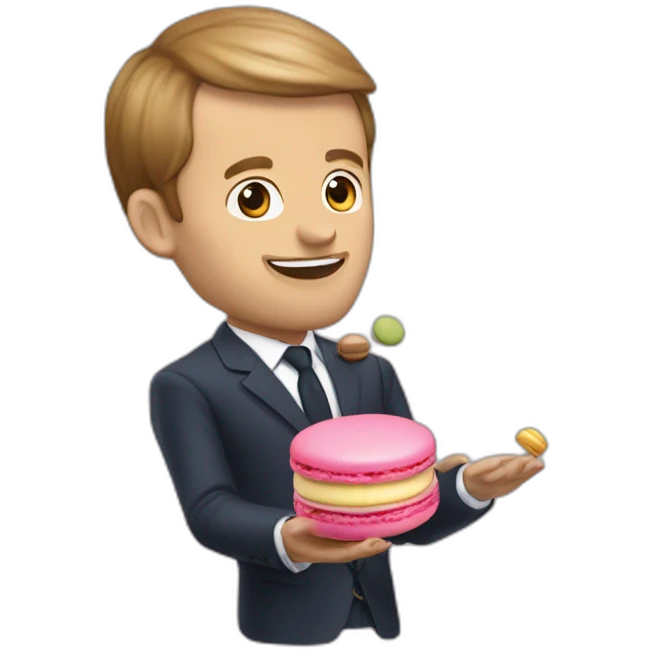 Macron qui mange un macaron emoji