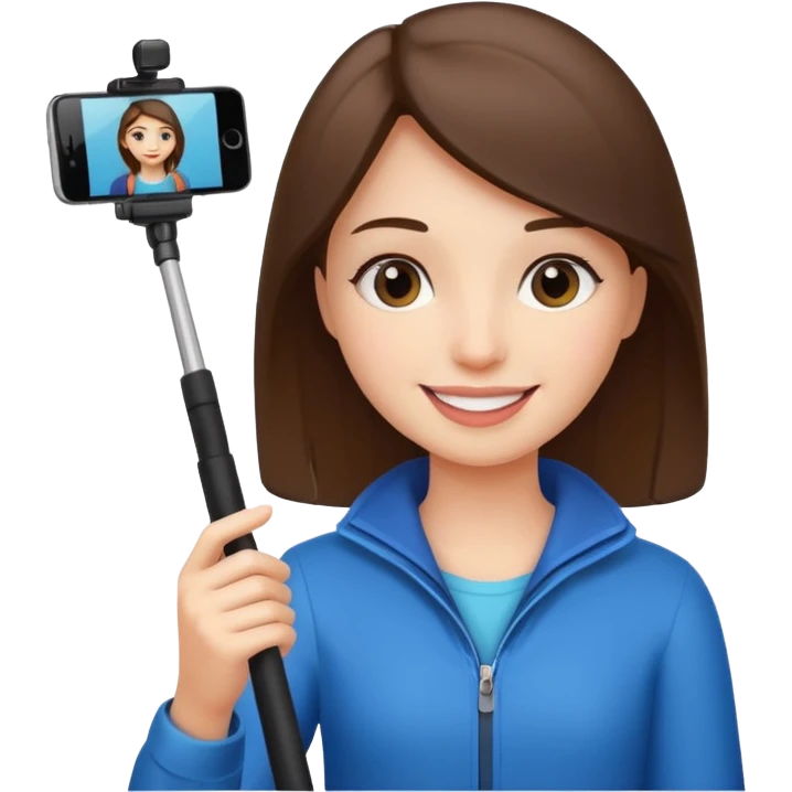 girl with phone selfie stick emoji