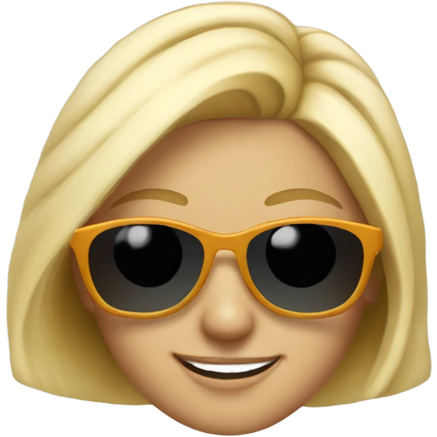 smiling blonde girl with sun glasses emoji