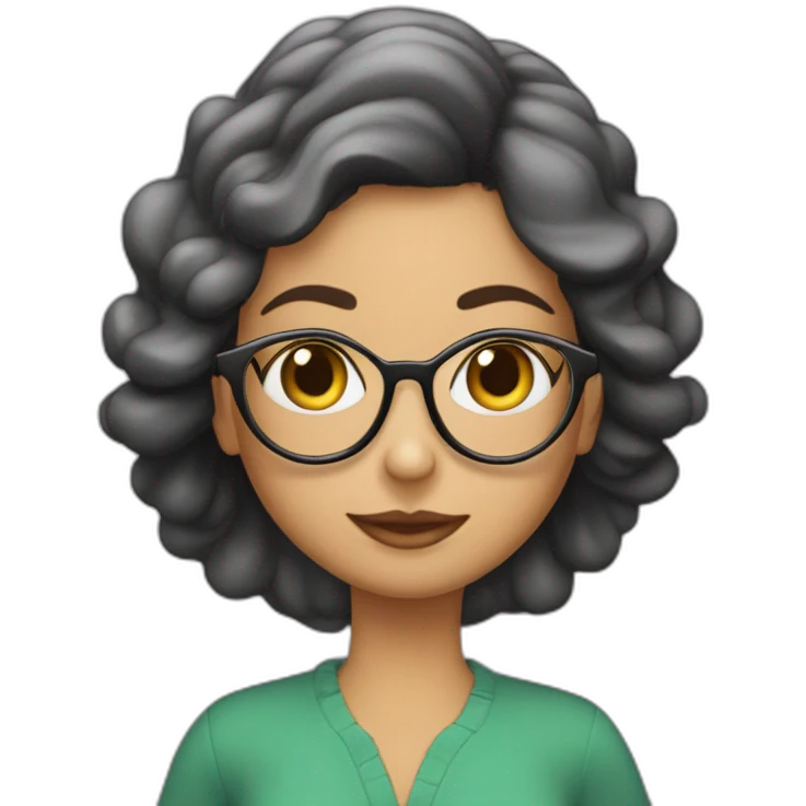 Chica morena de pelo largo liso con piel blanca gafas y dos chichos emoji