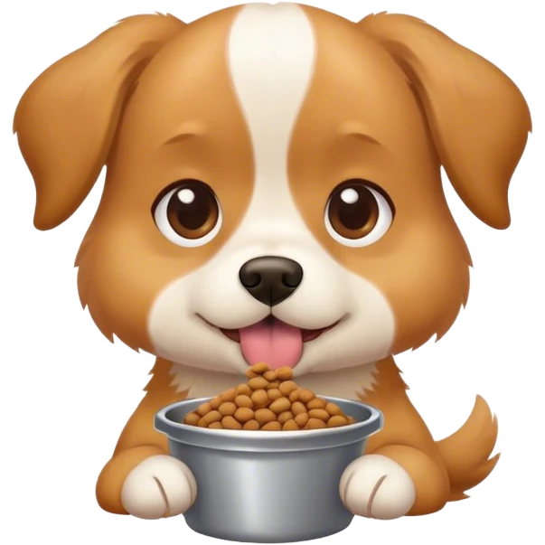사료를 먹고있는 귀여운 강아지 emoji