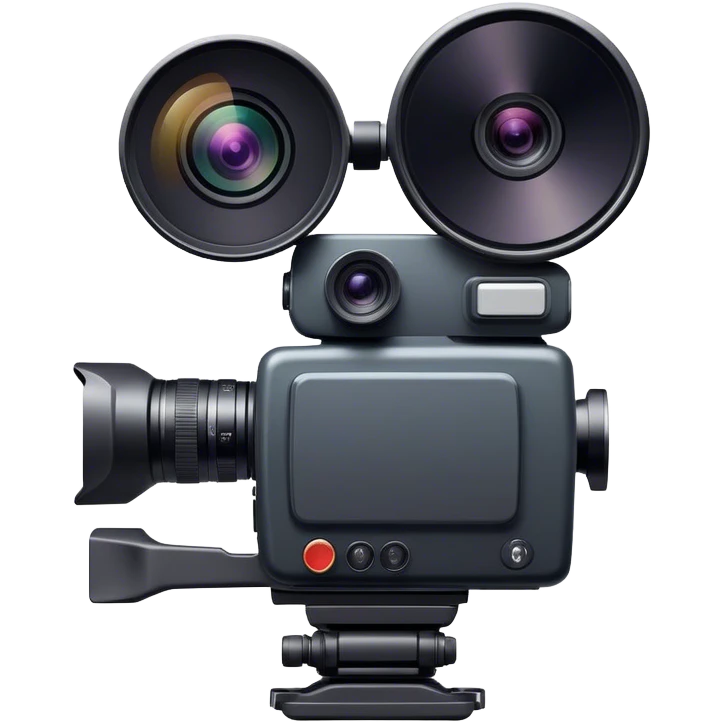 Create an emoji for video recording. Show a video camera with single lens, symbolizing the act of filming. Use modern, professional colors. Do not include any emojis or smiley faces. Make the background transparent. emoji