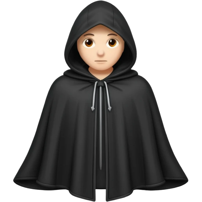 hooded cloak object icon, dark fabric cloak with deep hood, fantasy style, soft folds, 3D cartoon, mobile game icon style, centered, clean background, soft shadow, no text, no watermark
 
 emoji