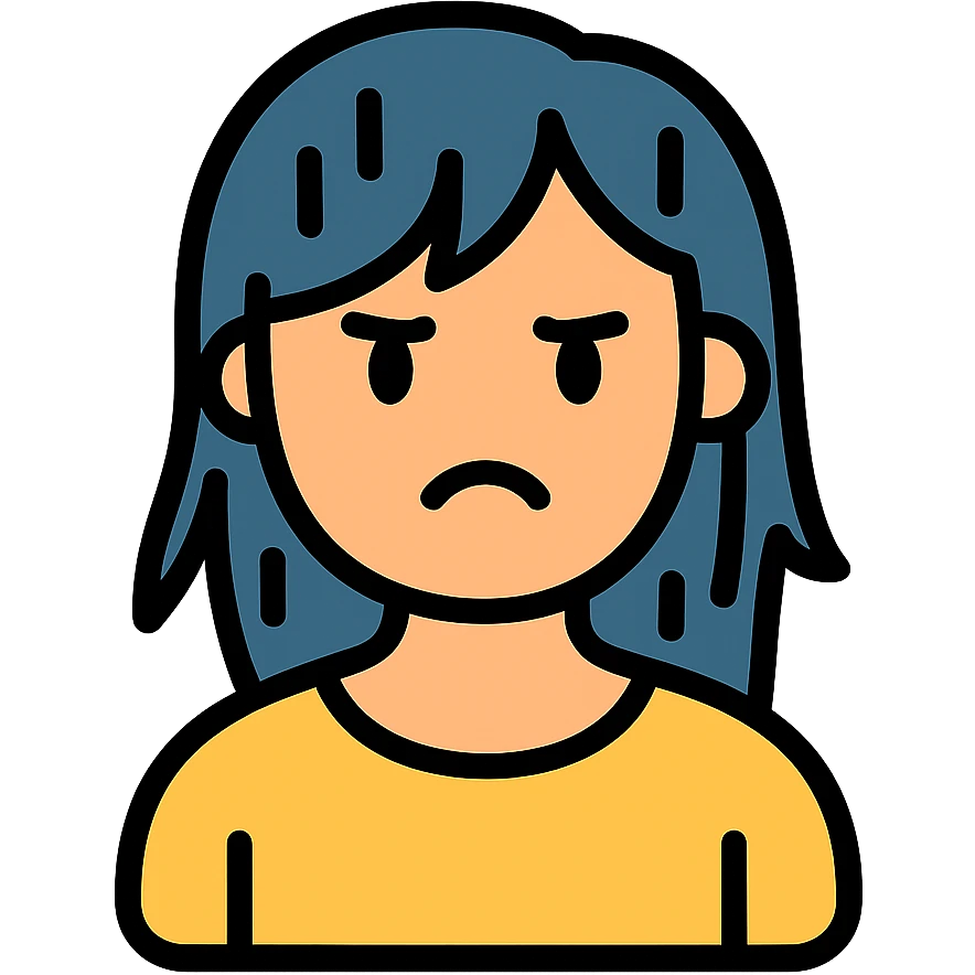 woman with dissatisfied face and wet hair emoji