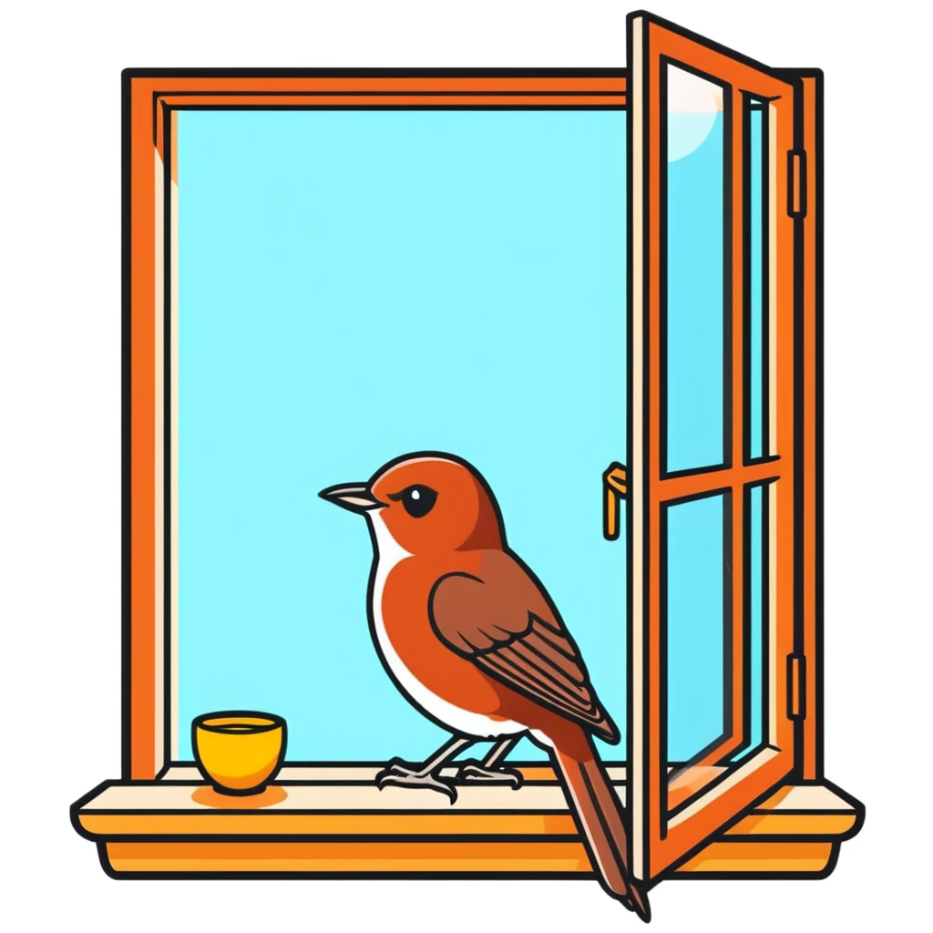 nightingale on open window sill emoji