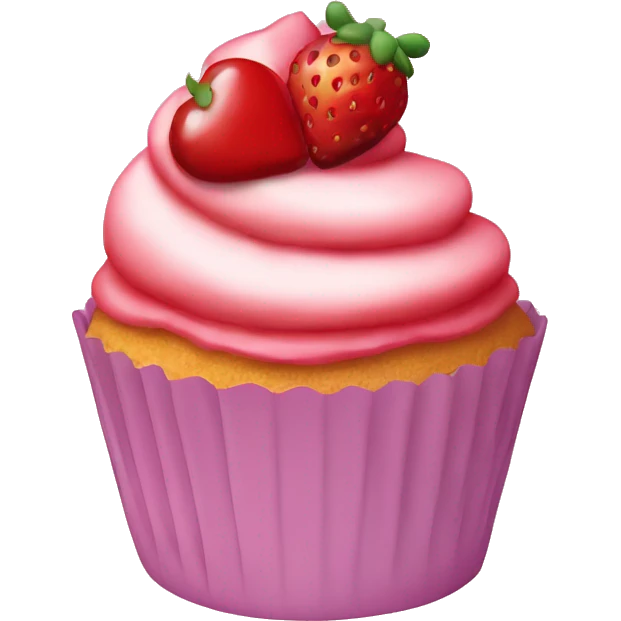 strawberry cupcake with cherry on top emoji