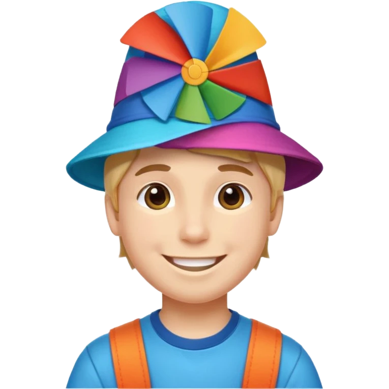 Boy wear colorful windmill hat emoji