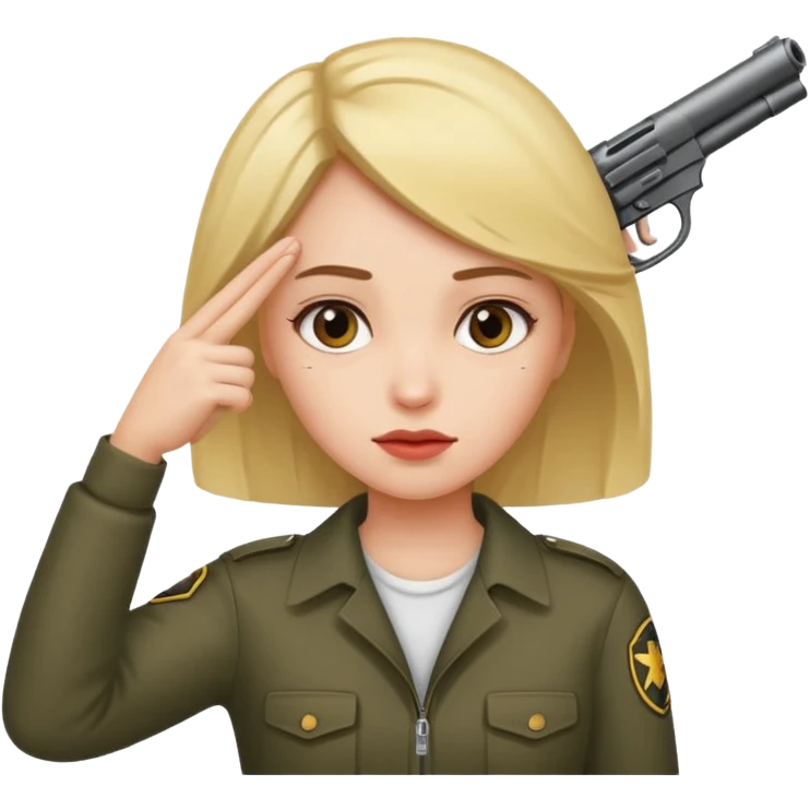 Girl holding a gun hand to head not real gun but made with a hand emoji