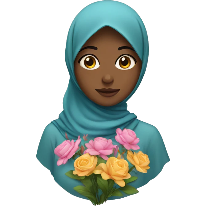 Muslim girl with flowers  emoji