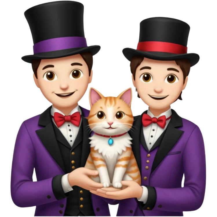 magician couple and their pet cat emoji