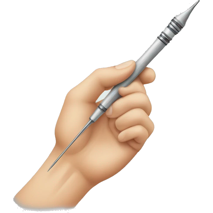 Hand holding tattoo needle emoji