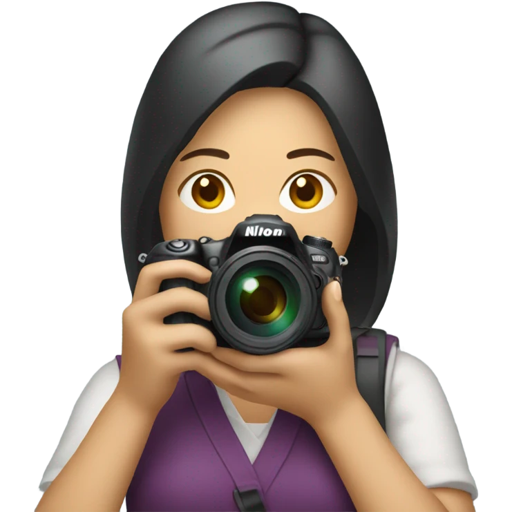 asian woman holding a nikon camera emoji