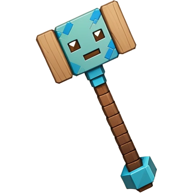 ban hammer , minecraft theme, so pixelated but good quality emoji