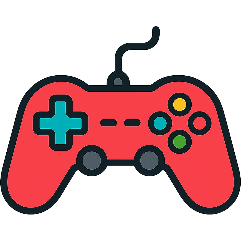 gamepad, lineal color icon style, clean lines, vibrant color fill, modern and playful, suitable for app icon emoji