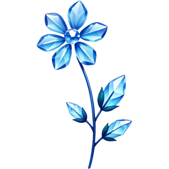 Blue crystal flower and stem emoji
