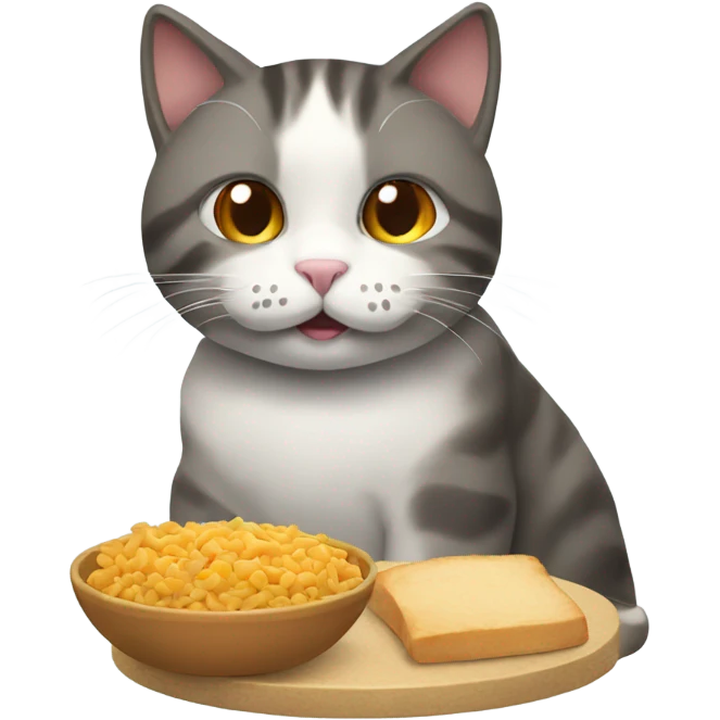 a cat eating food emoji