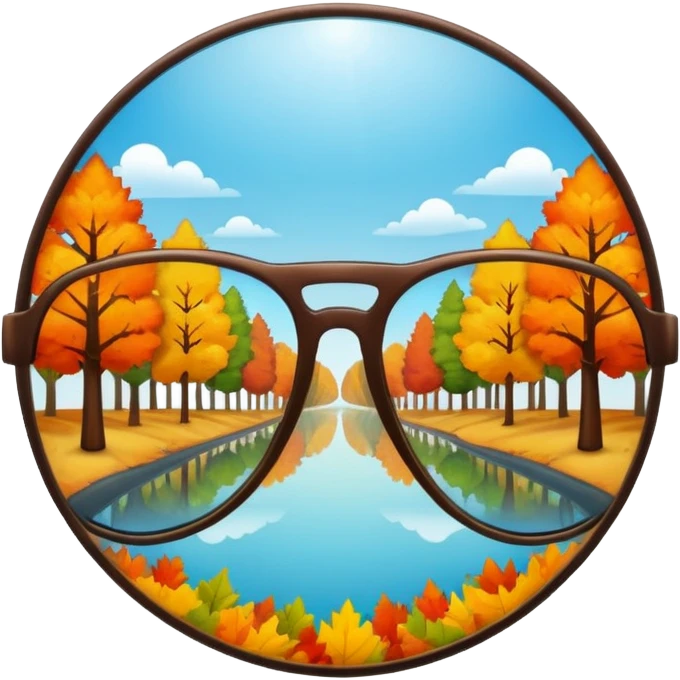Reflection of autumn trees in sunglasses lens emoji