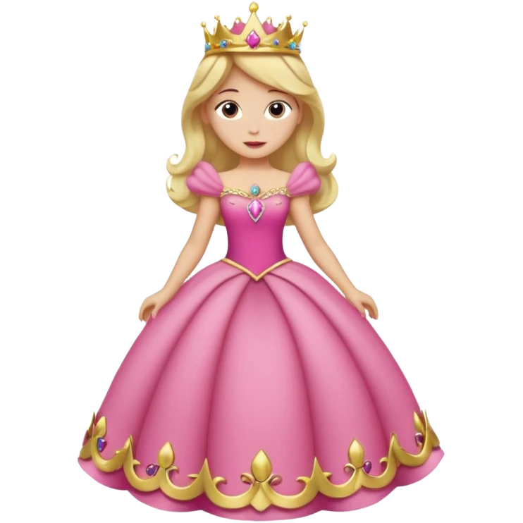Princesa aurora Disney com vestido grande roda com uma tiara pequena e corpo inteiro, emoji