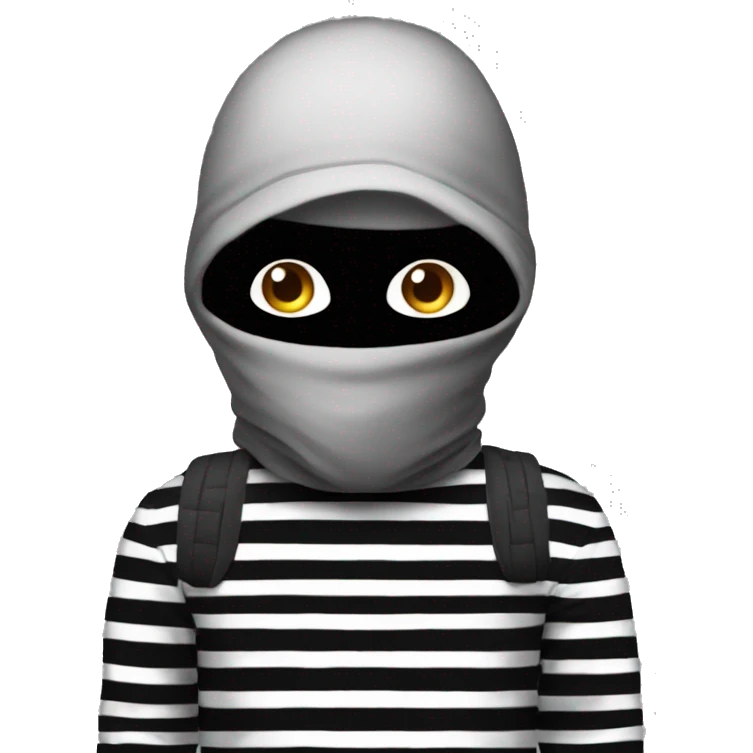 make myself a robber emoji with black balaclava and black and white striped shirt  emoji