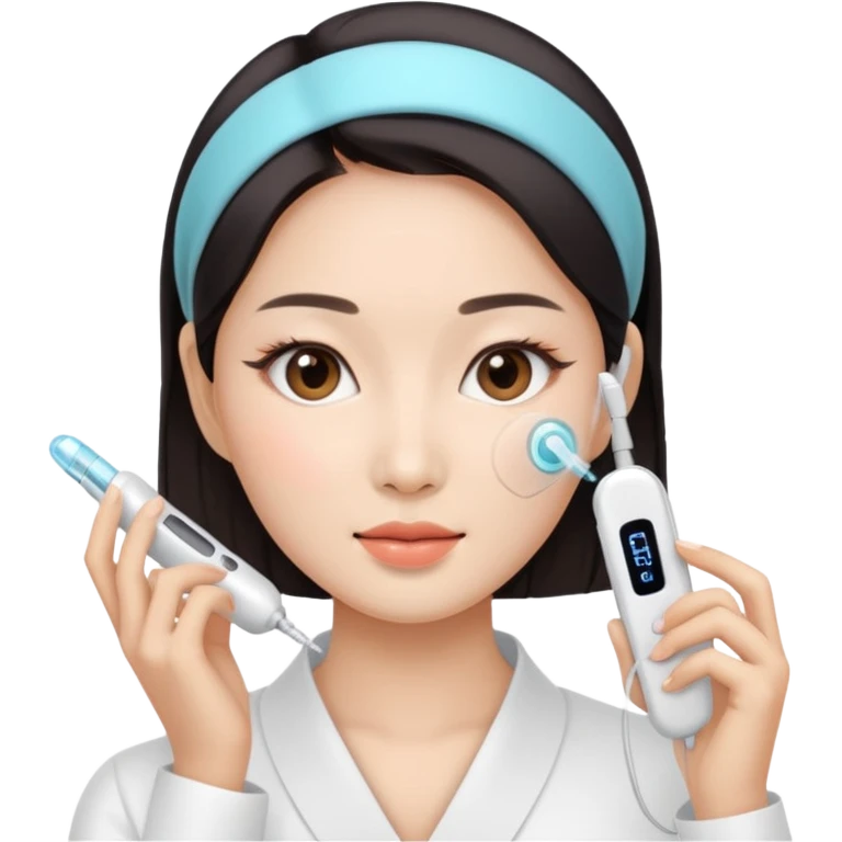 Asian women using facial beauty devices emoji