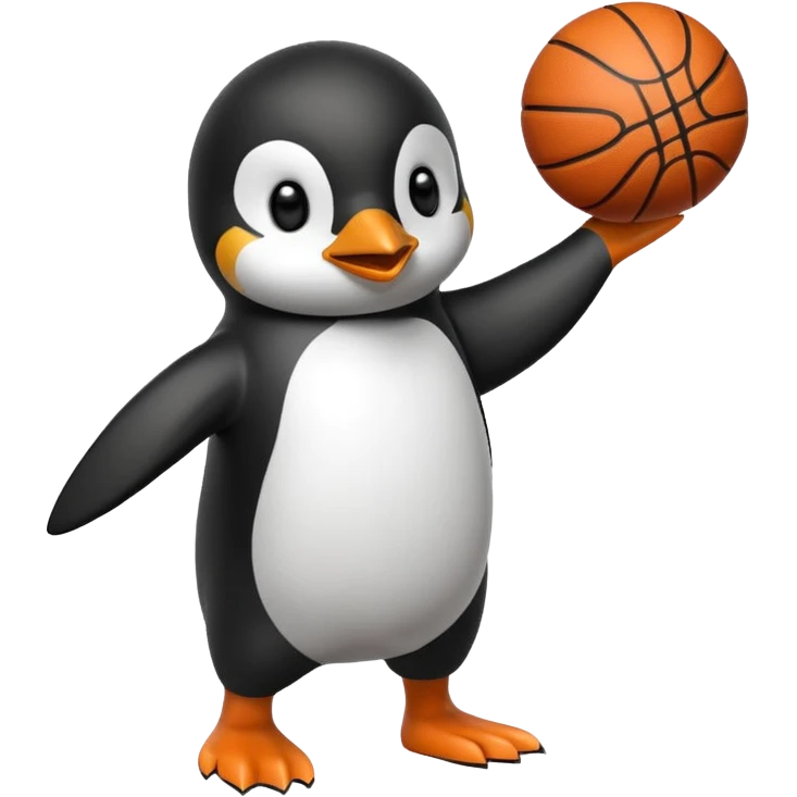 Penguin spinning a basketball emoji