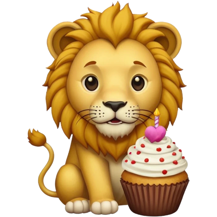 lion with cupcake emoji
