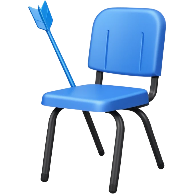 blue school plastic chair with arrow pointing away emoji
