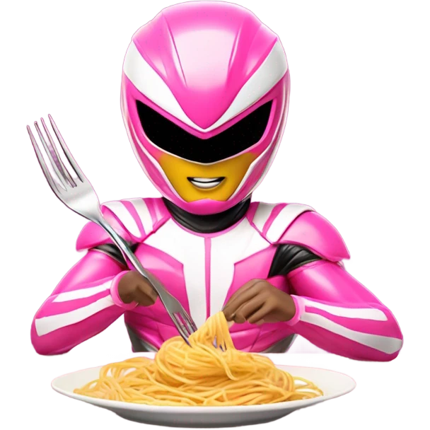 Pink power ranger eating pasta emoji