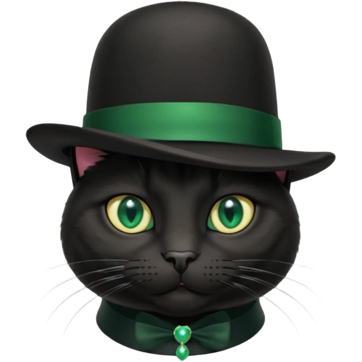 animal : chat noir avec chapeau melon emoji
