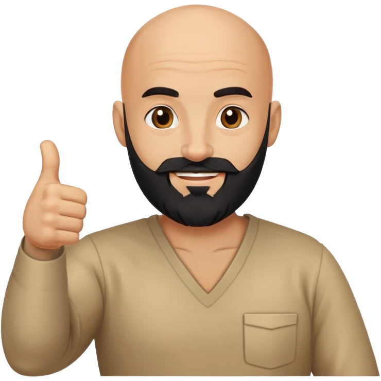A bald man with a black beard giving a thumbs up emoji