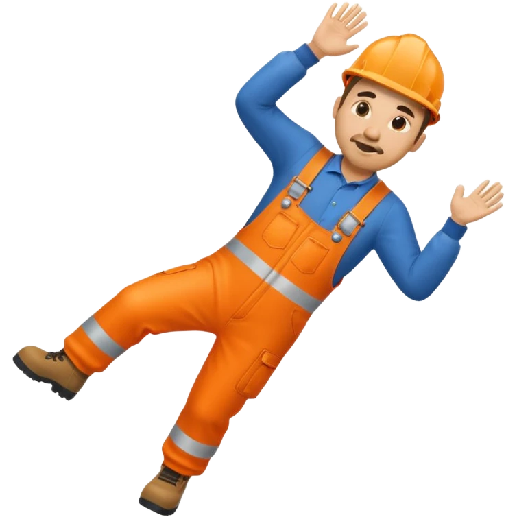 engineer hi-vis orange overalls falling over emoji