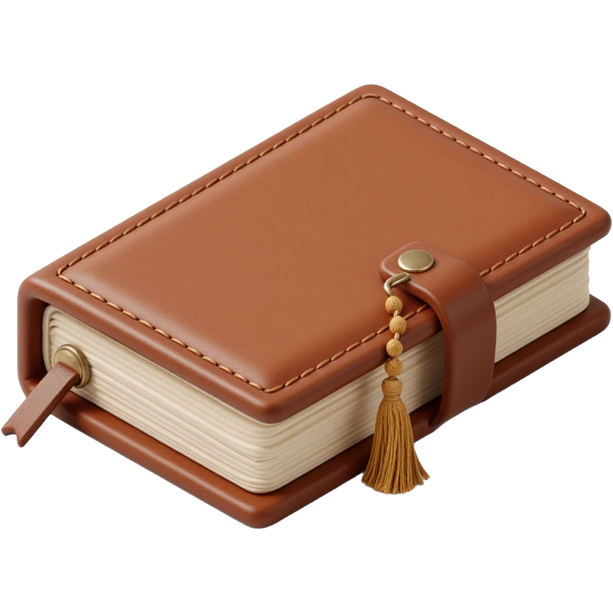leather-bound notebook icon with stitching details and texture in skeuomorphism style emoji