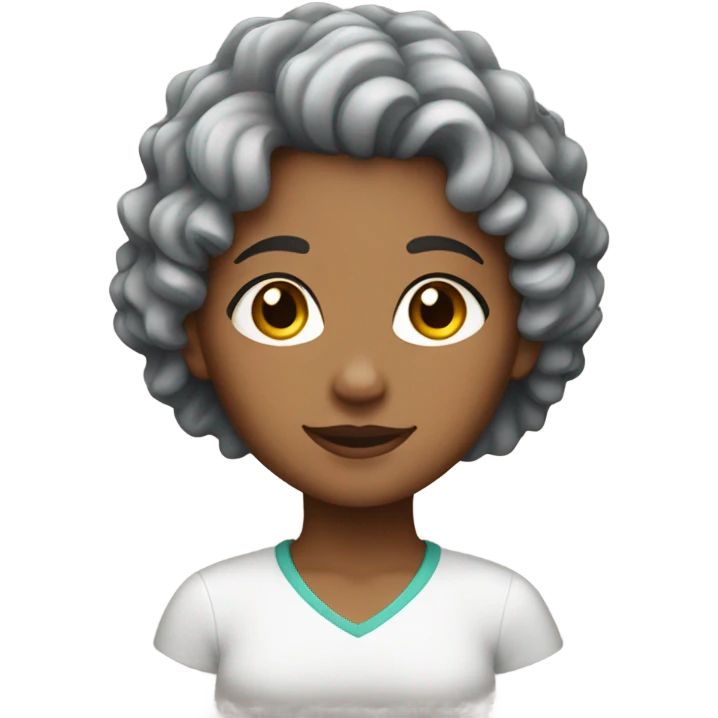 Short curly grey hair brown girl  emoji