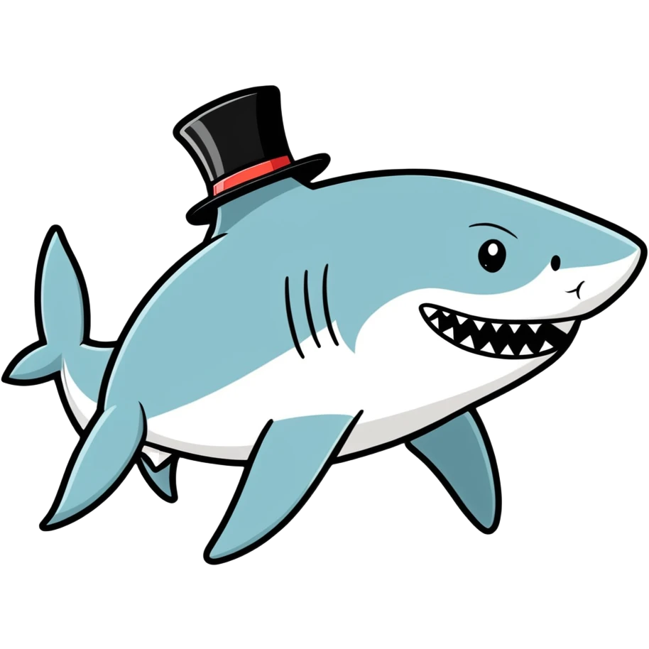 Shark with a top hat emoji