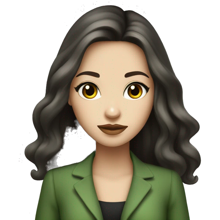 Chic de piel blanca ojos verdes y cabello chino color café obscuro  emoji