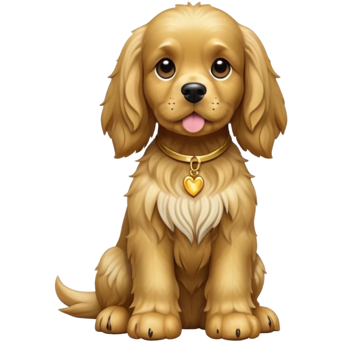 cinematic-[cocker spaniel dog]-realistic-full-body-sitting-emoji,-tail-resting-loosely-beside-its-paws,-head-tilted-dramatically,-scruffy-[solid gold]-fur,-simplified-yet-realistic-focused-features,-highly-detailed,-glowing-with-an-almost-sarcastic-glow emoji