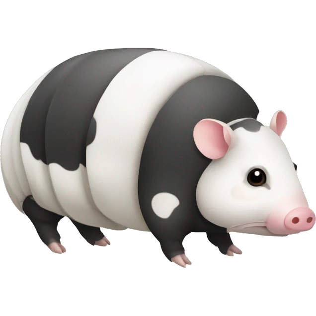 Black and white piebald chubby round armadillo pig panda centipede armadillo  emoji
