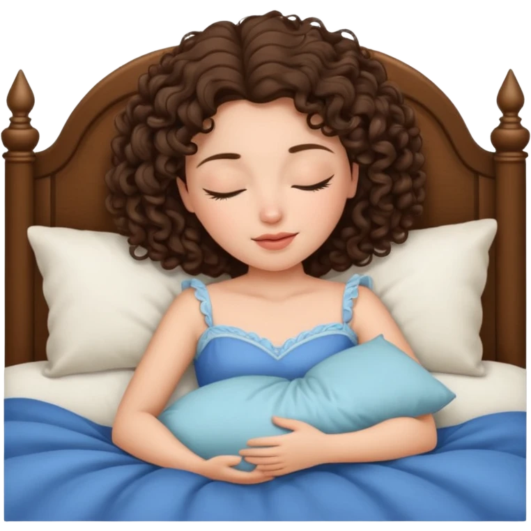 Sleeping brunette beauty princess Disney, bed, hair curly emoji