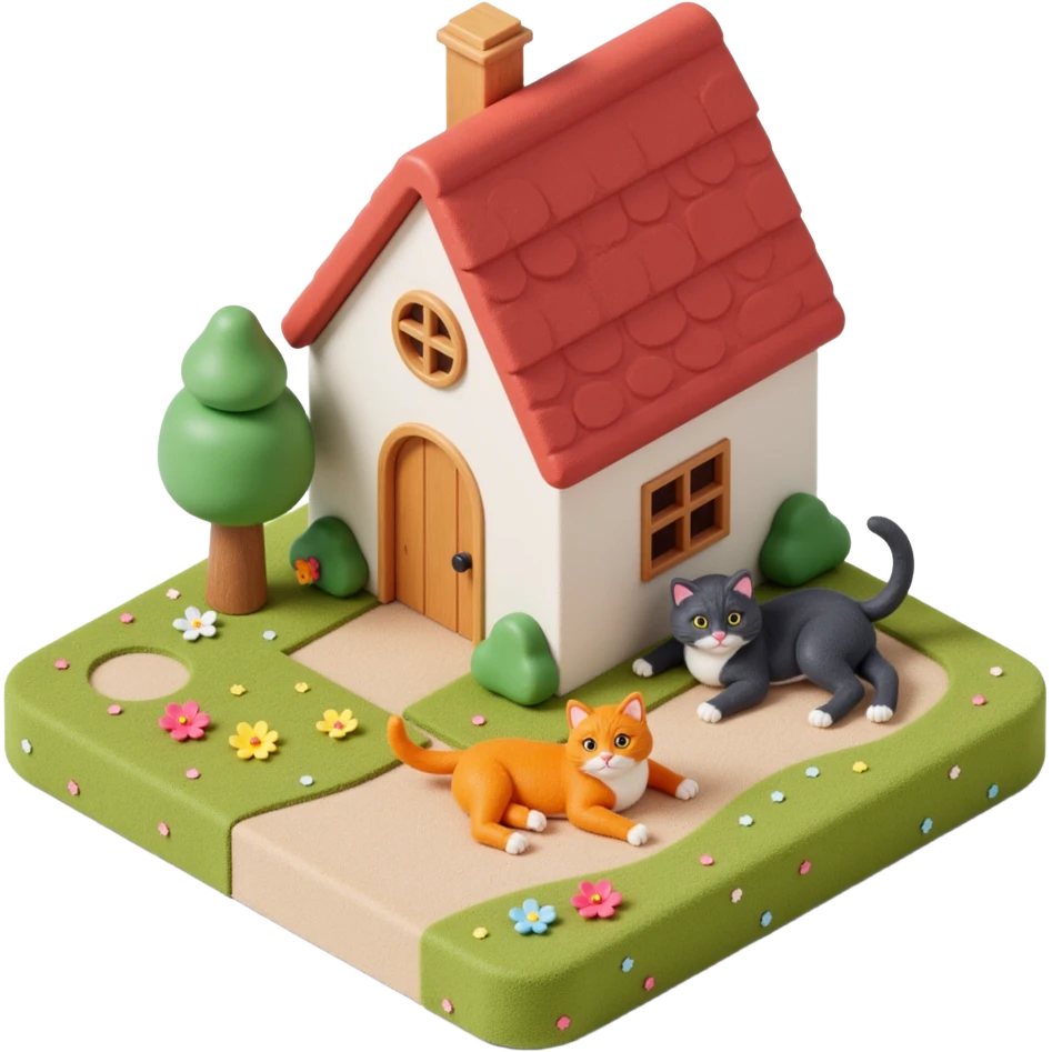 cats relaxing in a vertical playhouse emoji