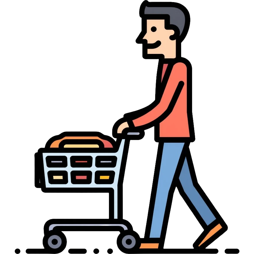 man with shopping cart emoji