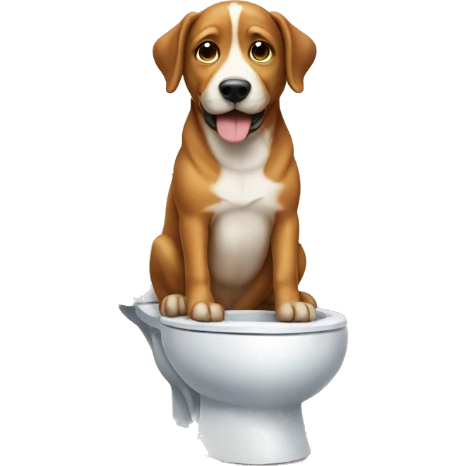 Dog sitting on a toilet emoji