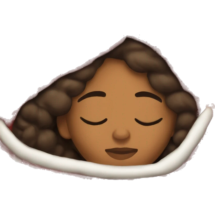 Brownskin woman sleeping in a Christmas blanket  emoji