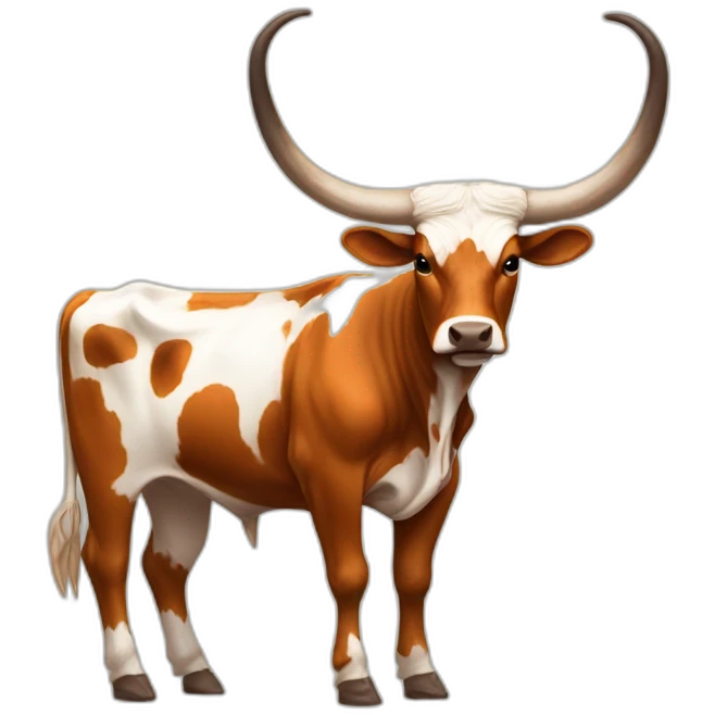 texas Longhorn, ridiculously twisty long horns, full body, not skinny emoji