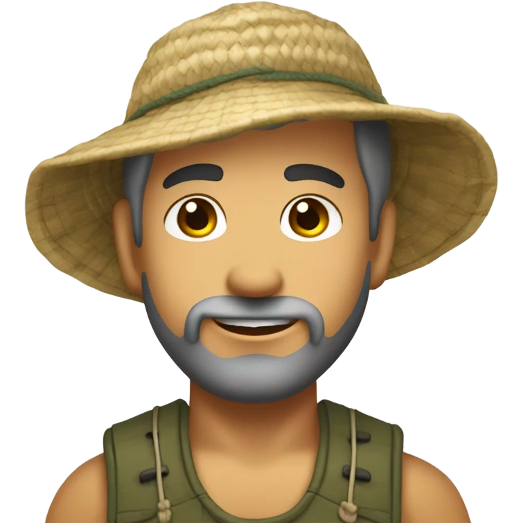 Caucasian fisherman no beard or mustache in love with Philippine island girl on an island emoji