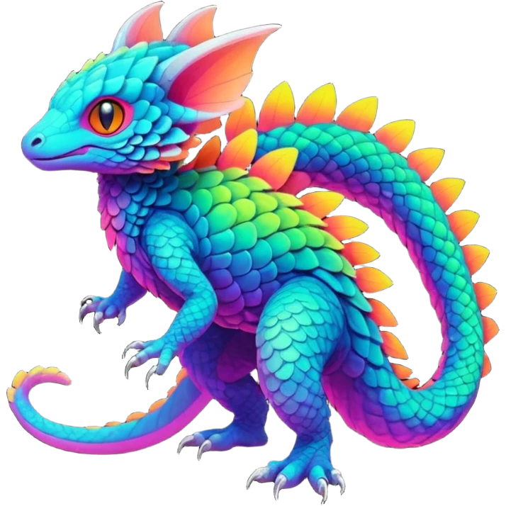 futuristic lush warm-colored neon-colored Fakémon-Trico-creature (full body) emoji