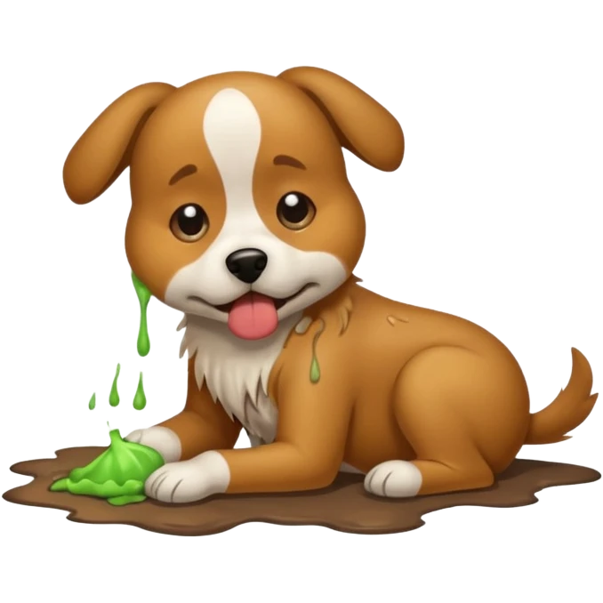 the dog is vomiting on the floor emoji