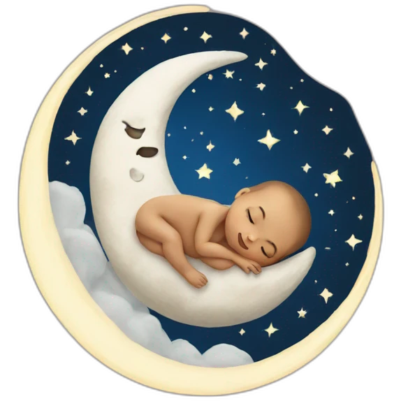 The newborn sleeps on the moon emoji