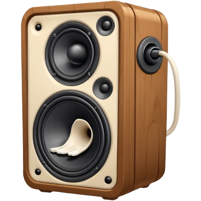 Old speaker with human teeth pouring out instead of sound. emoji