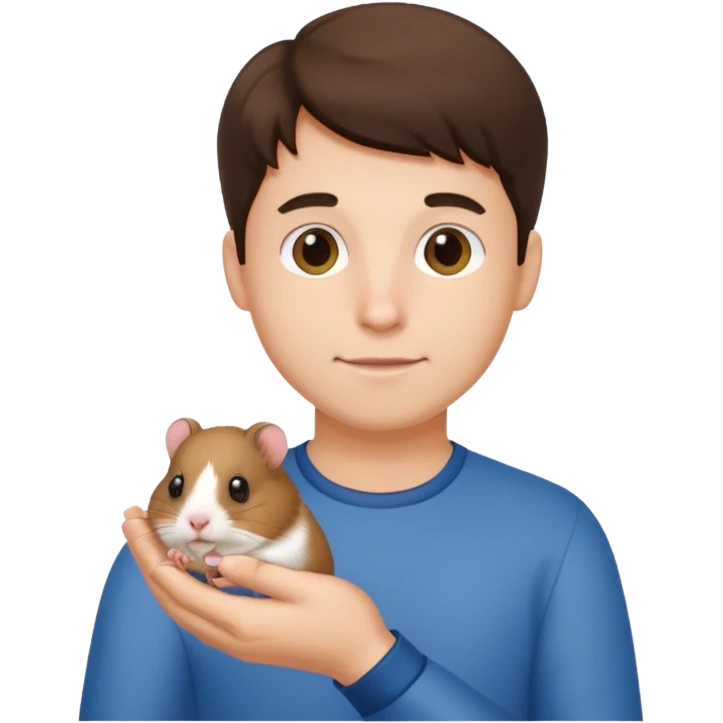 a brunette man vet holding a hamster emoji