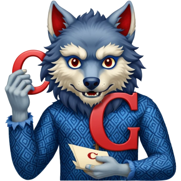 a werewolf hand just the hand holding the letter c make the c made out of persian carpet texture emoji